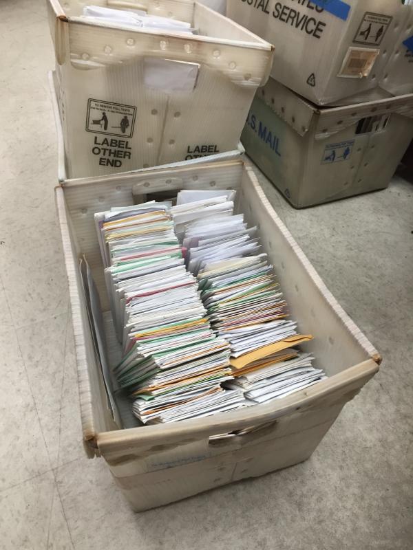 Image of U.S. Postal Bin Of Mail-Letters Only